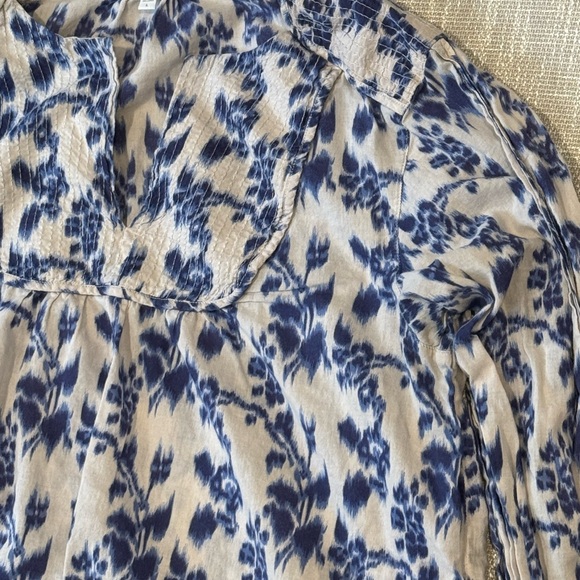 Gap Blue/Cream/Off White Long Sleeve Boho Pullover Blouse Top Size Large - Picture 11 of 15